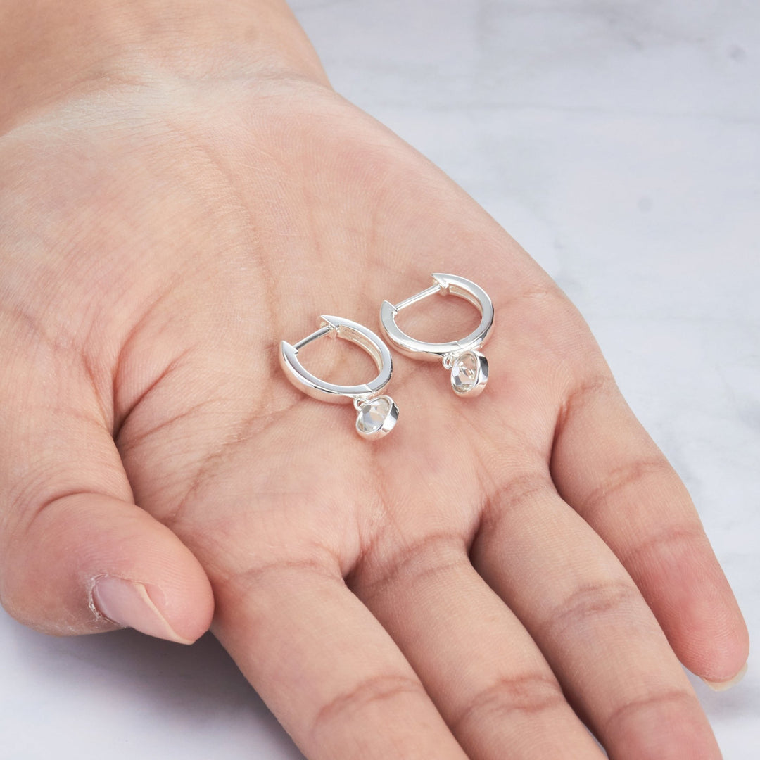 Crystal Hoop Earrings Created with Zircondia® Crystals - Philip Jones Jewellery