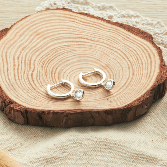 Crystal Hoop Earrings Created with Zircondia® Crystals - Philip Jones Jewellery