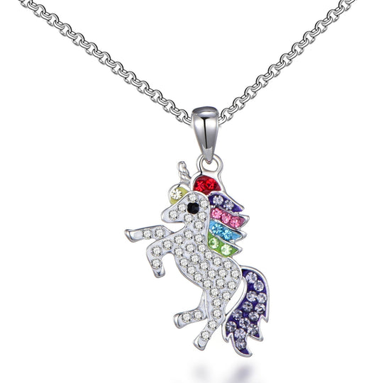 Crystal Unicorn Quote Necklace with Zircondia® Crystals - Philip Jones Jewellery