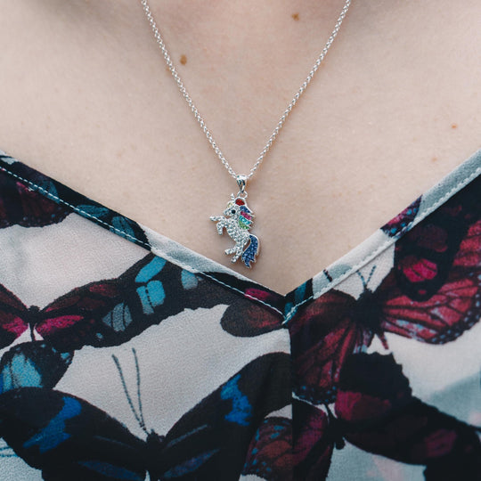Crystal Unicorn Quote Necklace with Zircondia® Crystals - Philip Jones Jewellery