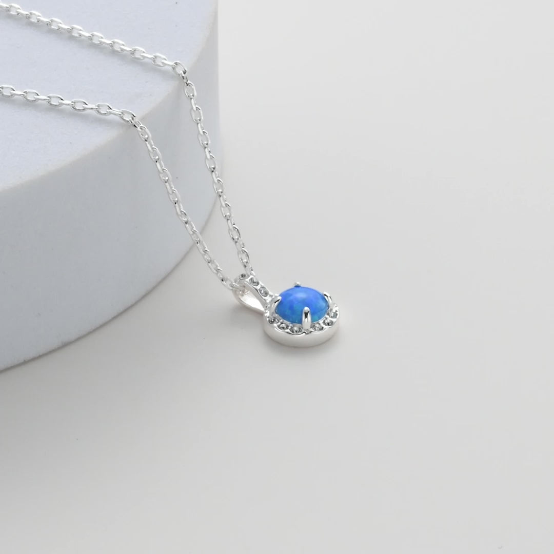 Synthetic Blue Opal Necklace Created with Zircondia® Crystals Video
