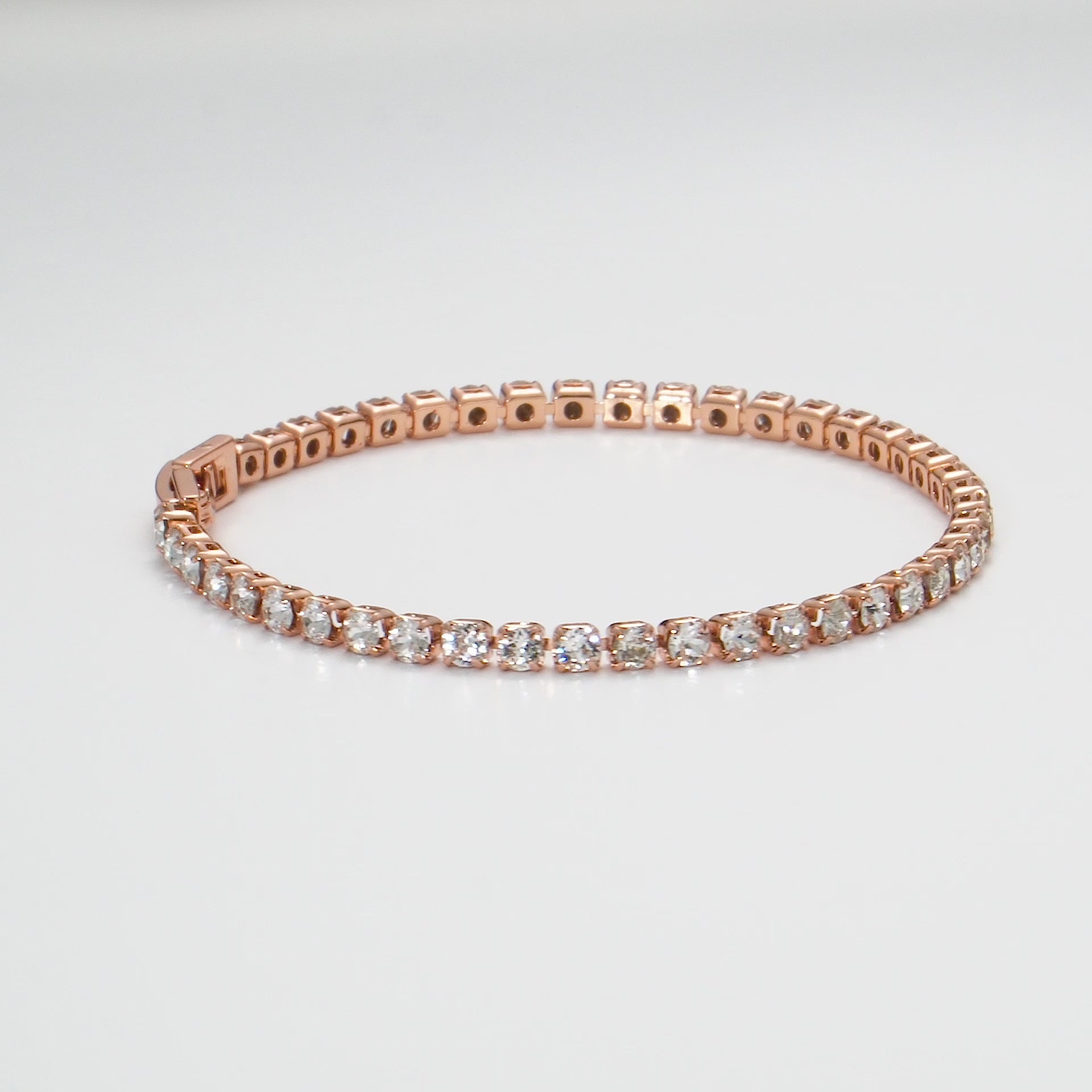 Rose Gold Plated 3mm Tennis Bracelet Created with Zircondia® Crystals Video