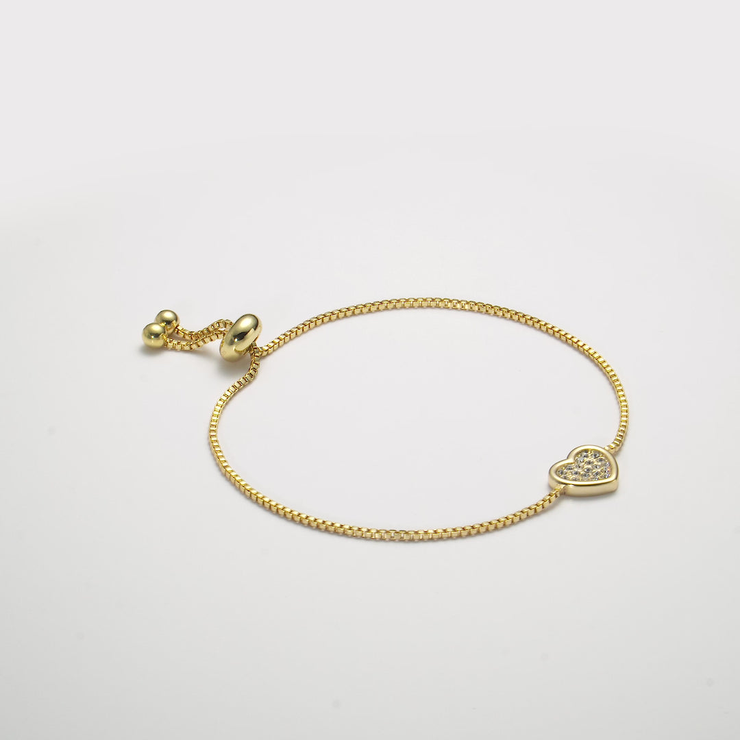 Gold Plated Pave Heart Friendship Bracelet Created with Zircondia® Crystals Video