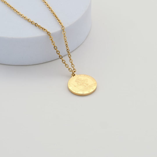 Men's Gold Plated Stainless Steel St Christopher Necklace Video