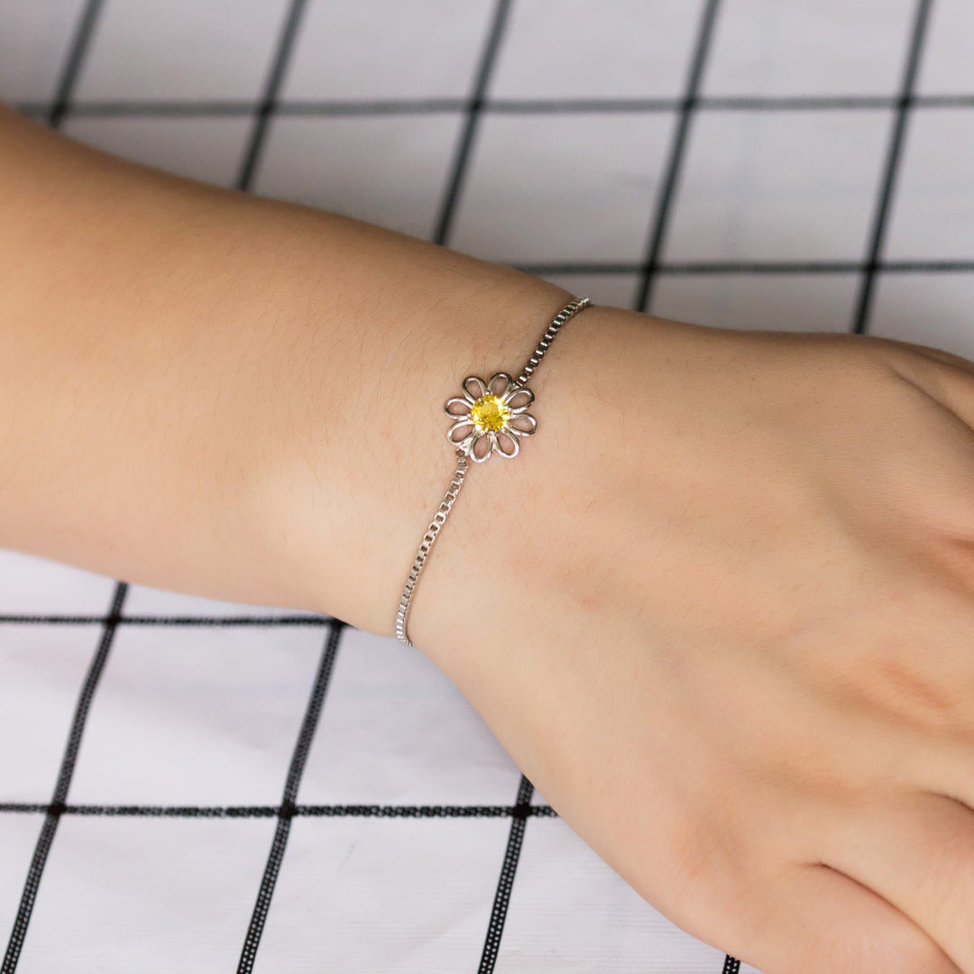 Daisy Crystal Friendship Bracelet Created with Zircondia® Crystals - Philip Jones Jewellery