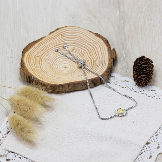 Daisy Friendship Bracelet Created with Zircondia® Crystals - Philip Jones Jewellery