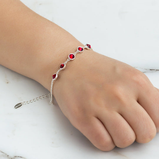 Dark Red Crystal Chain Bracelet Created with Zircondia® Crystals - Philip Jones Jewellery