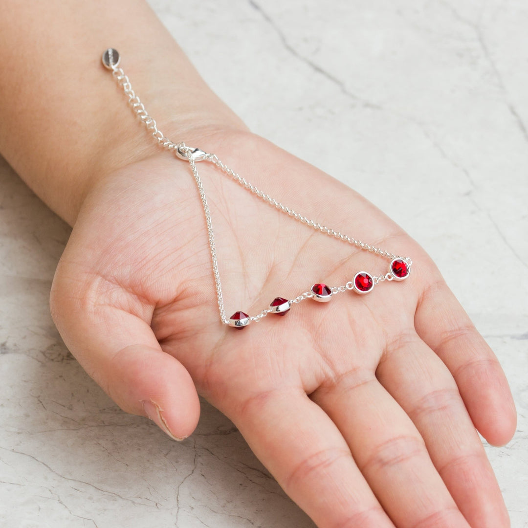 Dark Red Crystal Chain Bracelet Created with Zircondia® Crystals - Philip Jones Jewellery