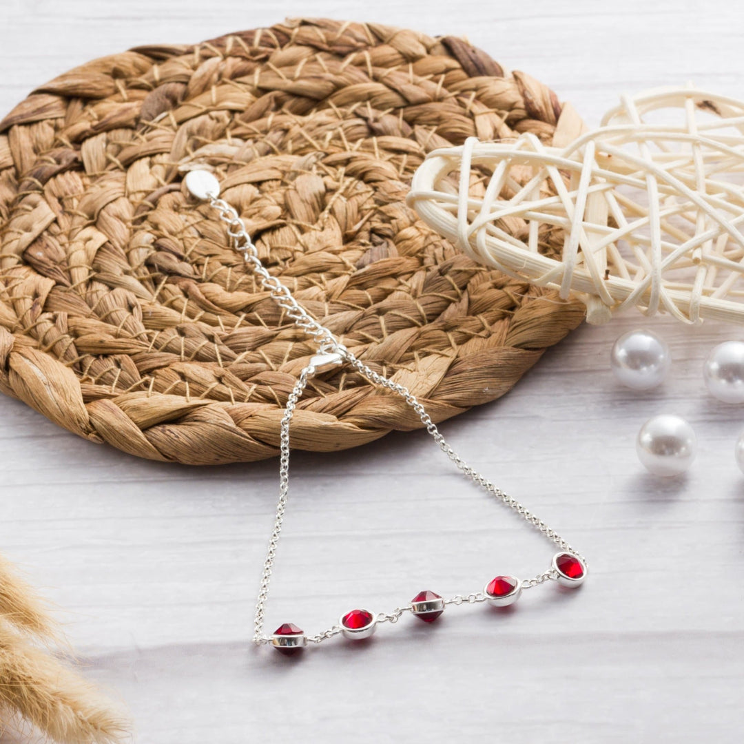 Dark Red Crystal Chain Bracelet Created with Zircondia® Crystals - Philip Jones Jewellery