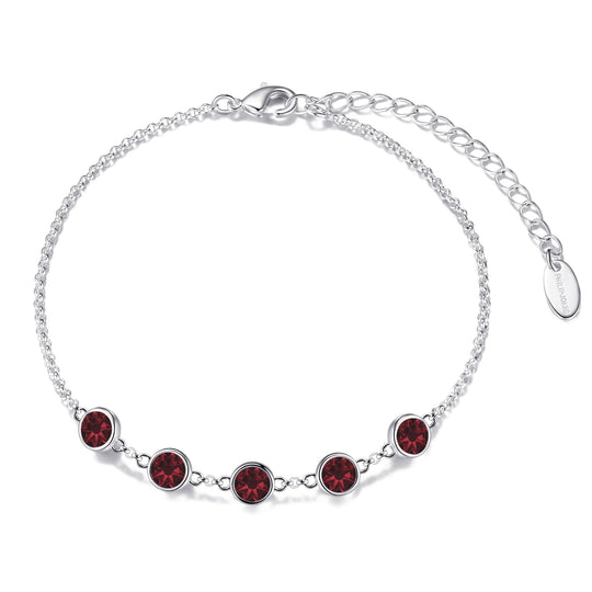 Dark Red Crystal Chain Bracelet Created with Zircondia® Crystals - Philip Jones Jewellery