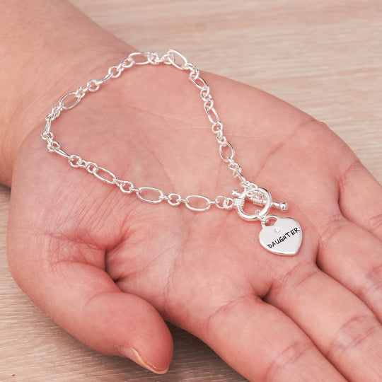 Daughter Charm Bracelet Created with Zircondia® Crystals - Philip Jones Jewellery