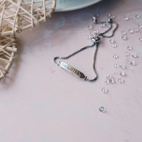 Daughter ID Friendship Bracelet Created with Zircondia® Crystals - Philip Jones Jewellery