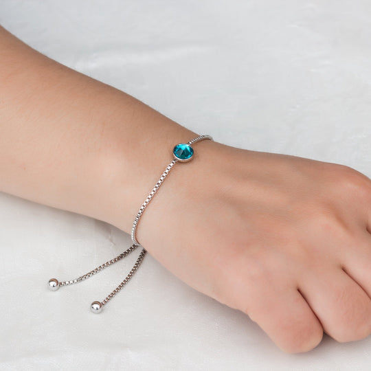 December (Blue Topaz) Birthstone Bracelet Created with Zircondia® Crystals - Philip Jones Jewellery
