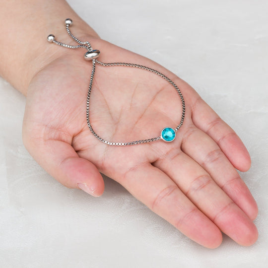 December (Blue Topaz) Birthstone Bracelet Created with Zircondia® Crystals - Philip Jones Jewellery