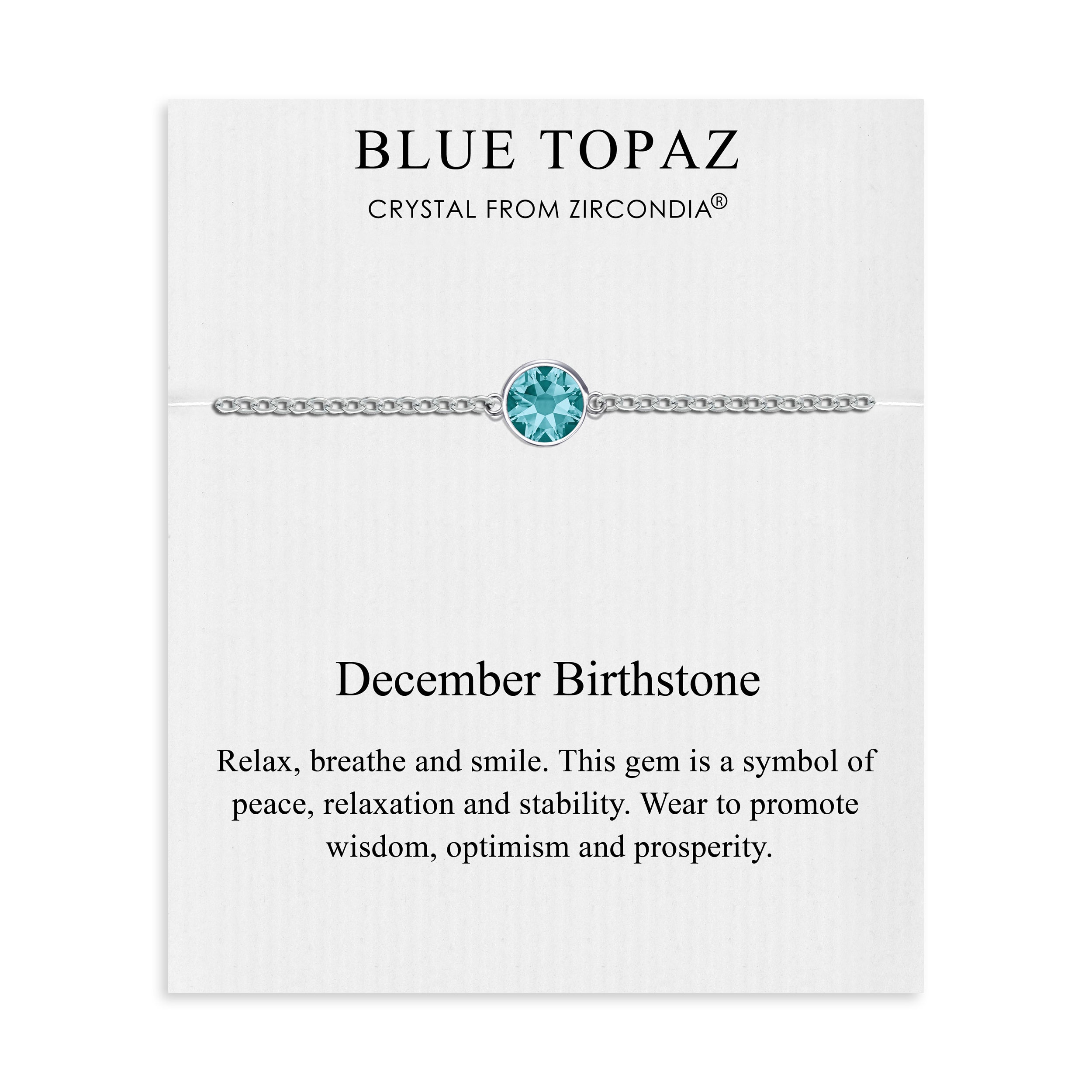 December (Blue Topaz) Birthstone Anklet Created with Zircondia® Crystals by Philip Jones Jewellery