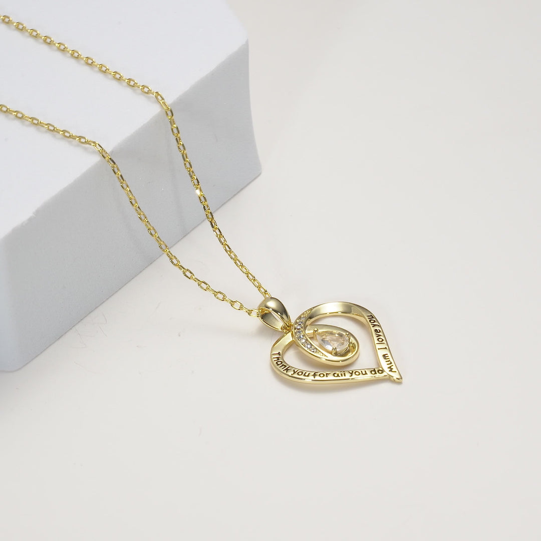 Gold Plated Mum I Love You Quote Necklace Created with Zircondia® Crystals Video
