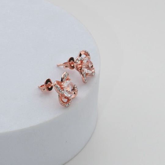Rose Gold Plated Orbit Earrings Created with Zircondia® Crystals Video