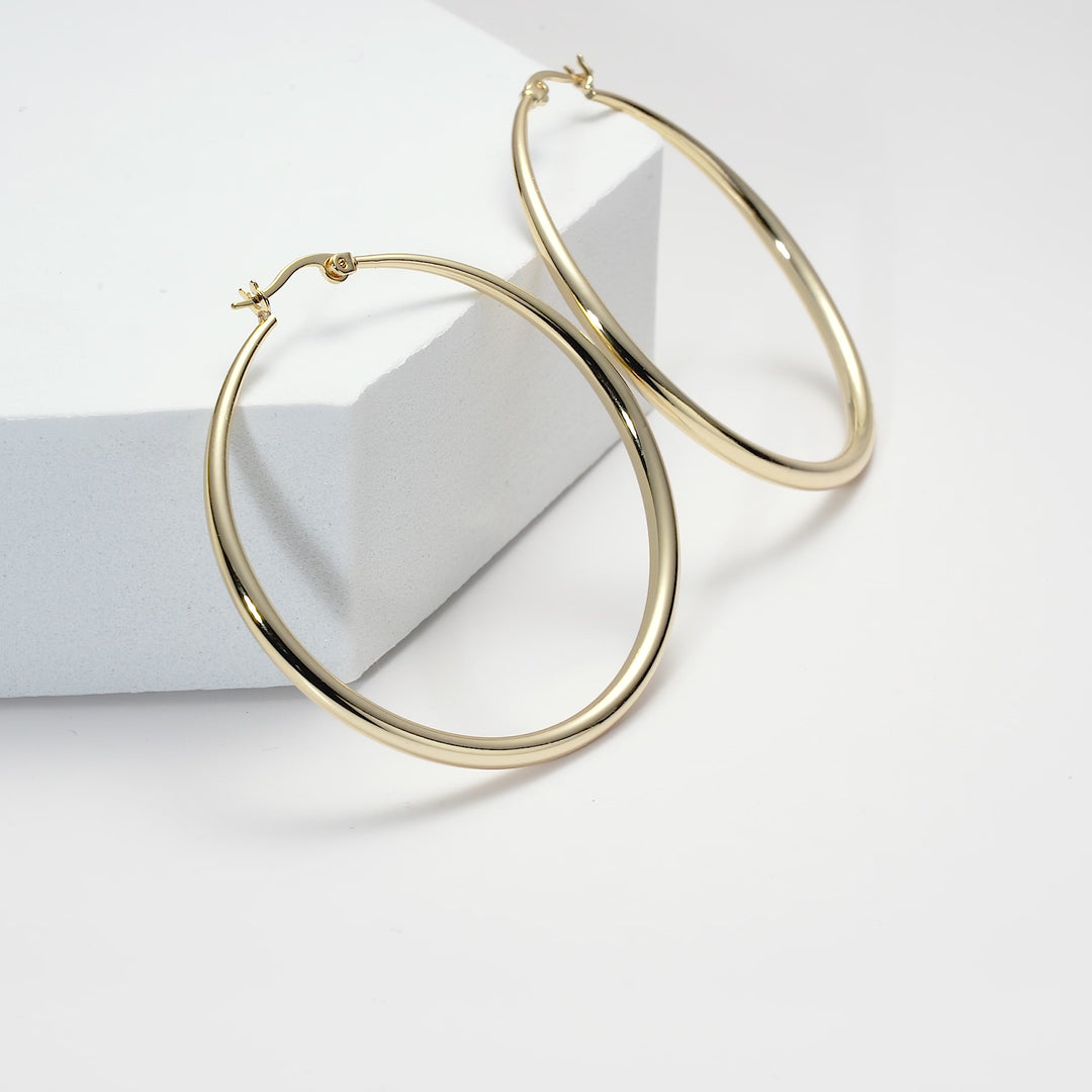 Gold Plated 50mm Hoop Earrings Video