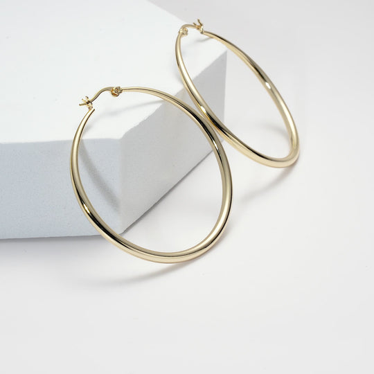 Gold Plated 50mm Hoop Earrings Video