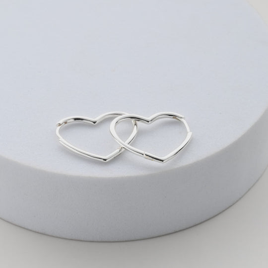 Sterling Silver Heart Hoop Earrings Video