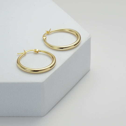 Gold Plated 25mm Hoop Earrings Video