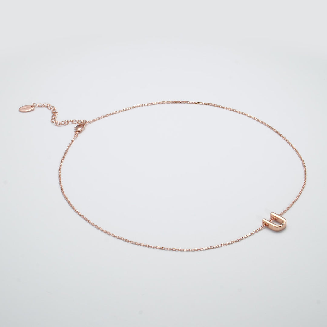 Rose Gold Plated Initial Necklace Letter U Created with Zircondia® Crystals Video