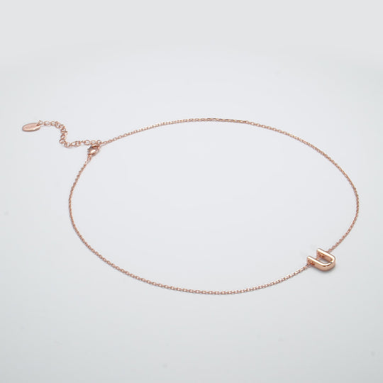 Rose Gold Plated Initial Necklace Letter U Created with Zircondia® Crystals Video