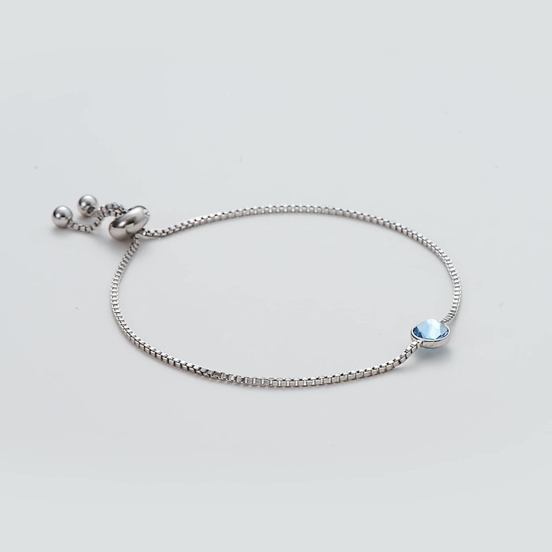 March (Aquamarine) Birthstone Bracelet Created with Zircondia® Crystals Video