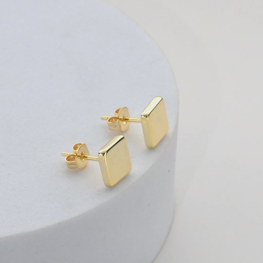 Gold Plated Square Stud Earrings Video