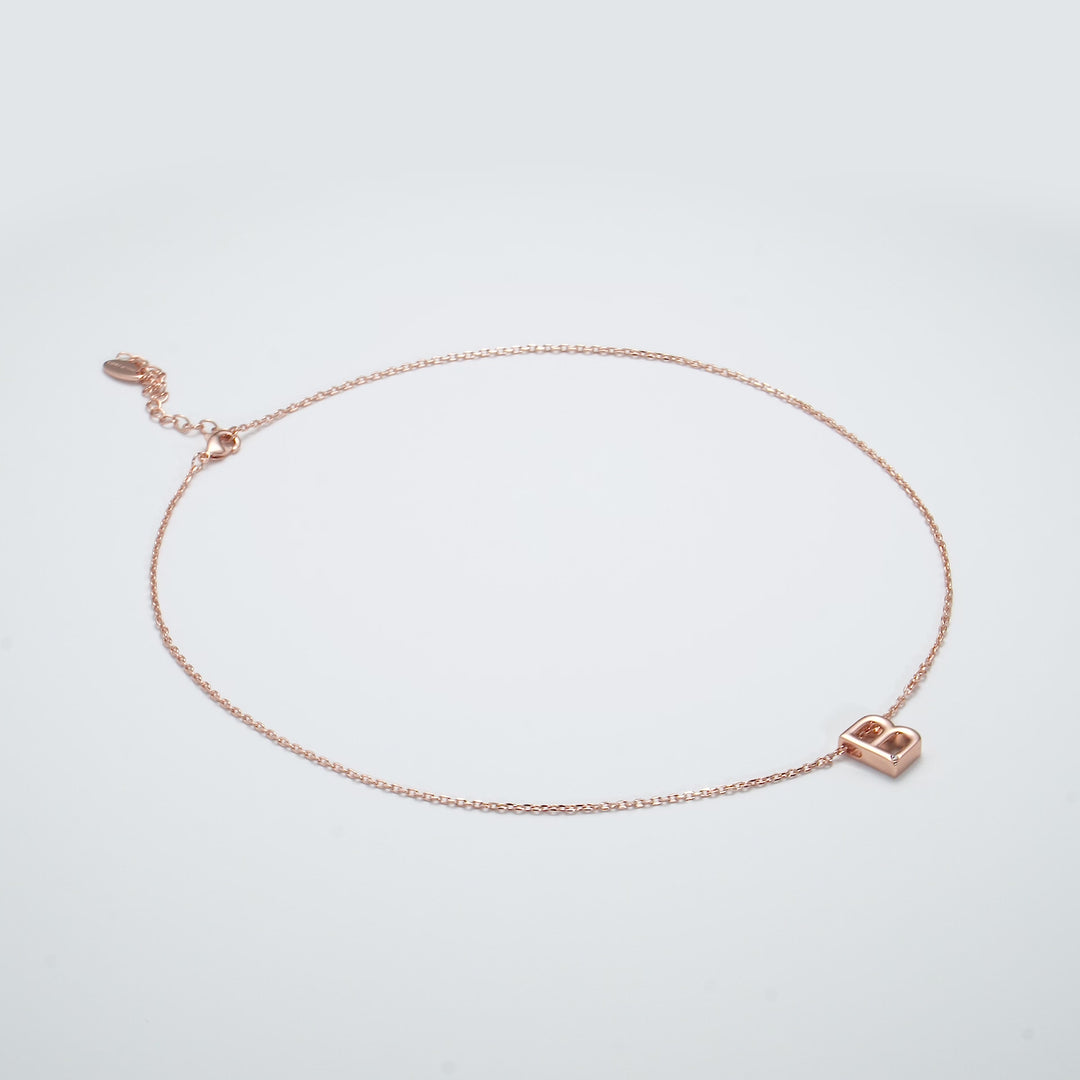 Rose Gold Plated Initial Necklace Letter B Created with Zircondia® Crystals Video