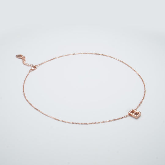 Rose Gold Plated Initial Necklace Letter B Created with Zircondia® Crystals Video