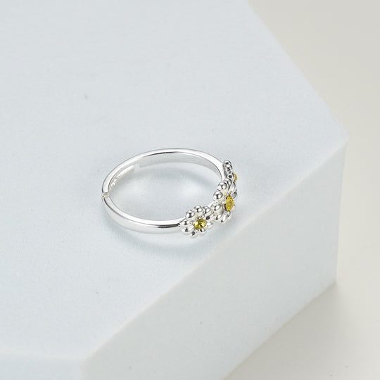Adjustable Triple Crystal Daisy Ring Created with Zircondia® Crystals Video