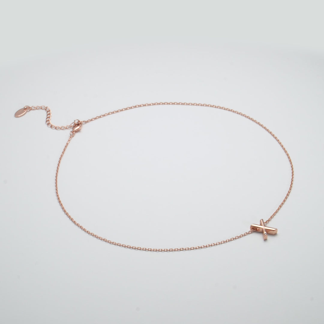 Rose Gold Plated Initial Necklace Letter X Created with Zircondia® Crystals Video