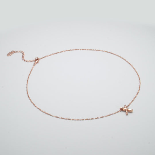 Rose Gold Plated Initial Necklace Letter X Created with Zircondia® Crystals Video