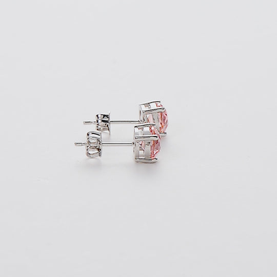 Pink Stud Earrings Created with Zircondia® Crystals Video