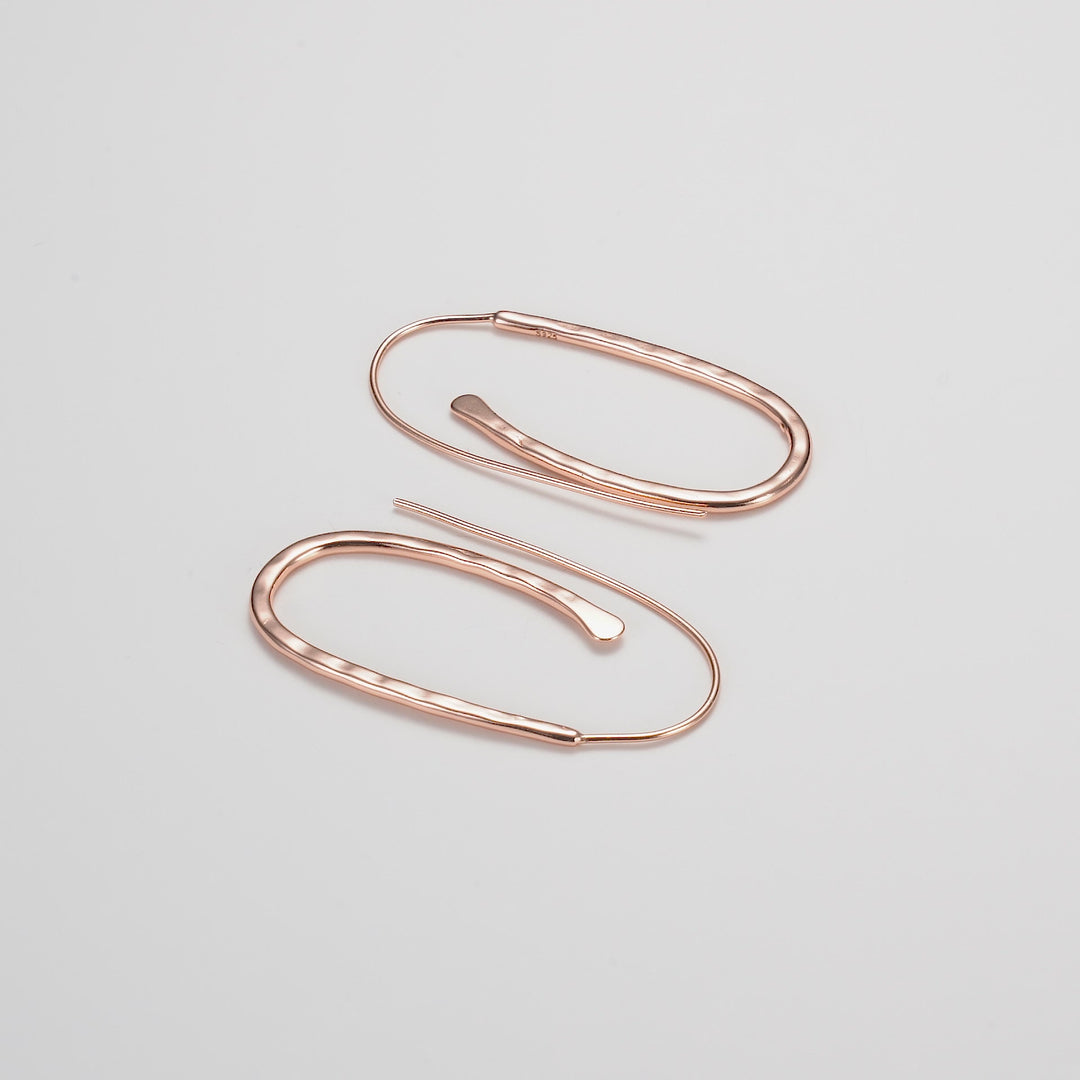 Rose Gold Plated Sterling Silver Hammered Hoop Earrings Video