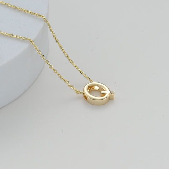 Gold Plated Initial Necklace Letter Q Created with Zircondia® Crystals Video