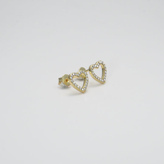 Gold Plated Open Heart Earrings Created with Zircondia® Crystals Video
