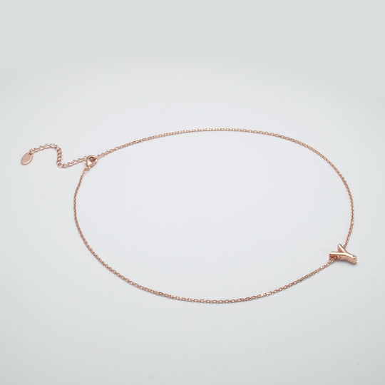 Rose Gold Plated Initial Necklace Letter Y Created with Zircondia® Crystals Video