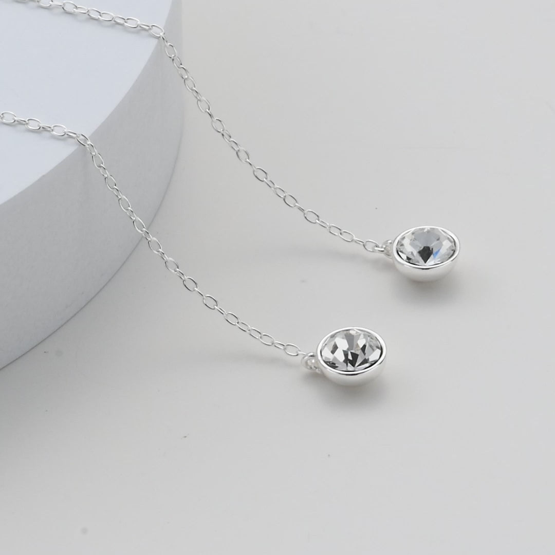 Sterling Silver Thread Earrings Created with Zircondia® Crystals Video