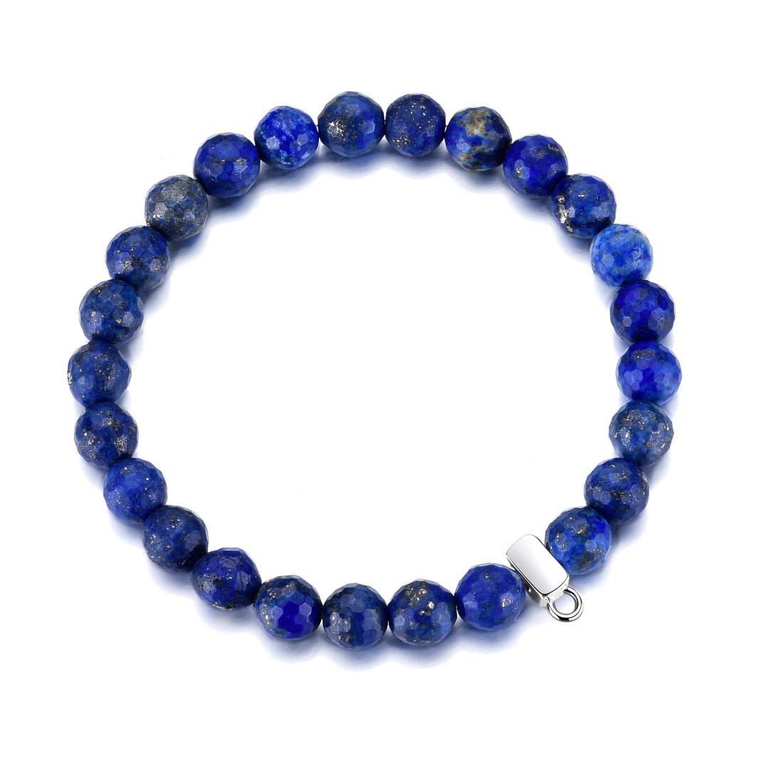 Faceted Lapis Lazuli Gemstone Charm Stretch Bracelet - Philip Jones Jewellery