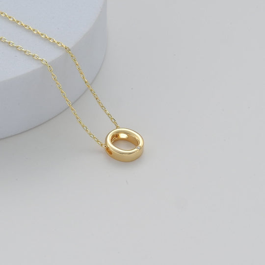 Gold Plated Initial Necklace Letter O Created with Zircondia® Crystals Video