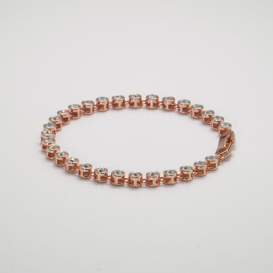 Rose Gold Plated Solitaire Bracelet Created with Zircondia® Crystals Video
