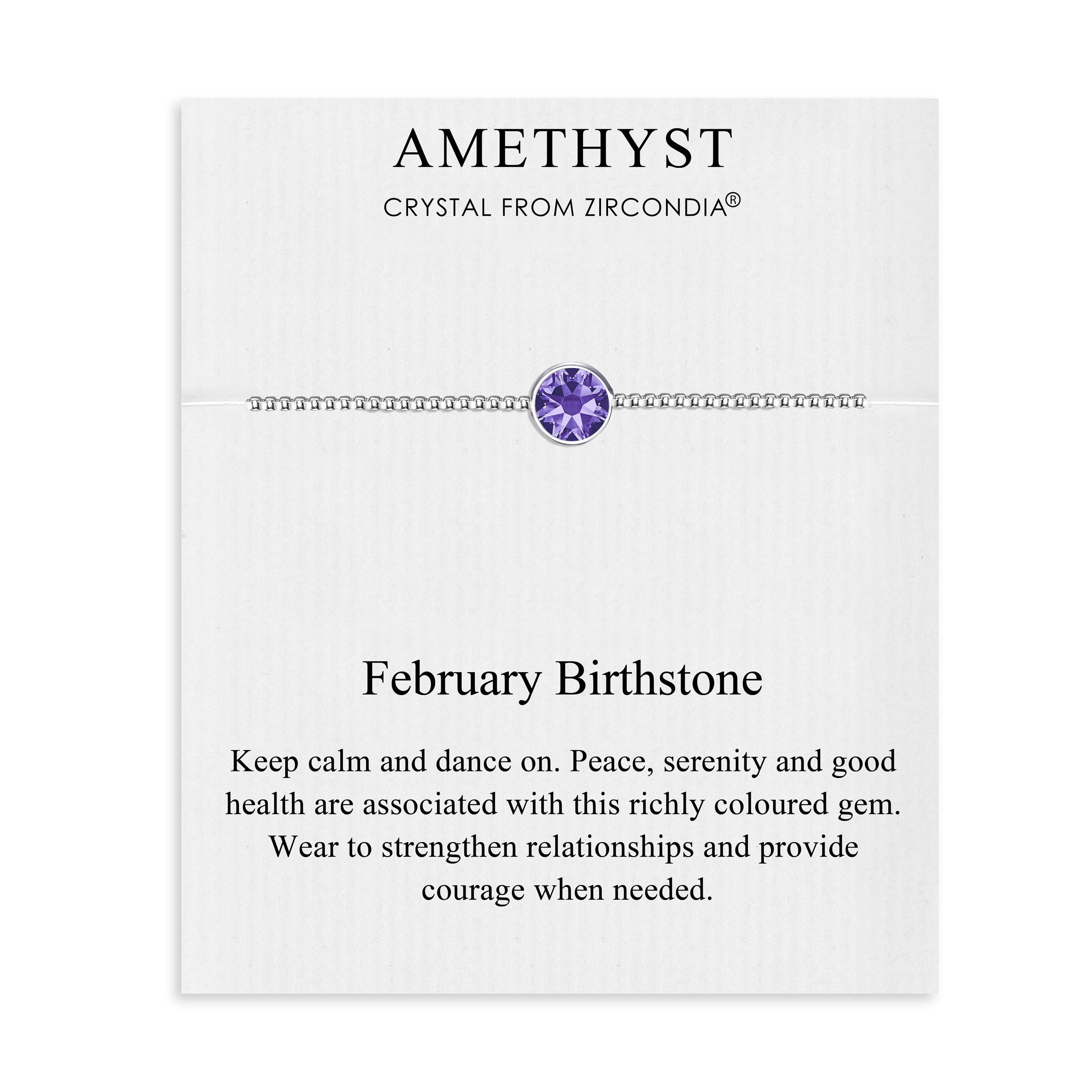 February (Amethyst) Birthstone Bracelet Created with Zircondia® Crystals by Philip Jones Jewellery