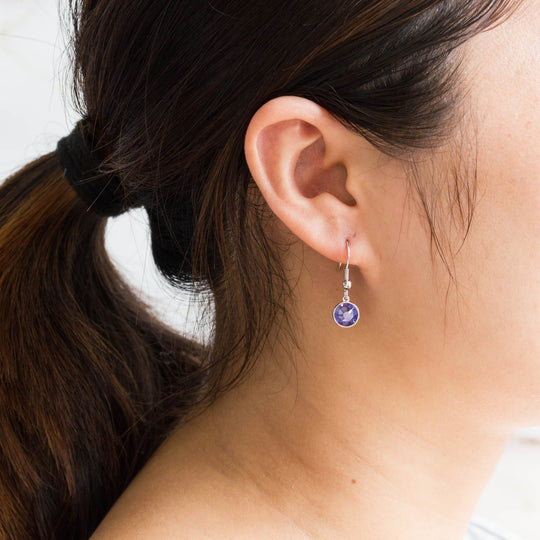 February Birthstone Drop Earrings Created with Amethyst Zircondia® Crystals - Philip Jones Jewellery