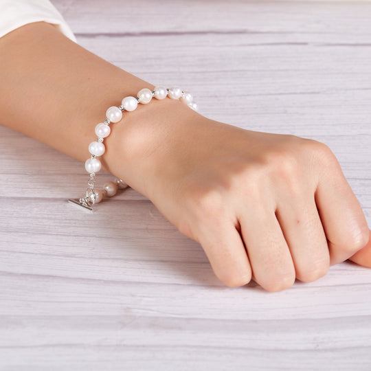 Freshwater Baroque Pearl T - Bar Bracelet - Philip Jones Jewellery