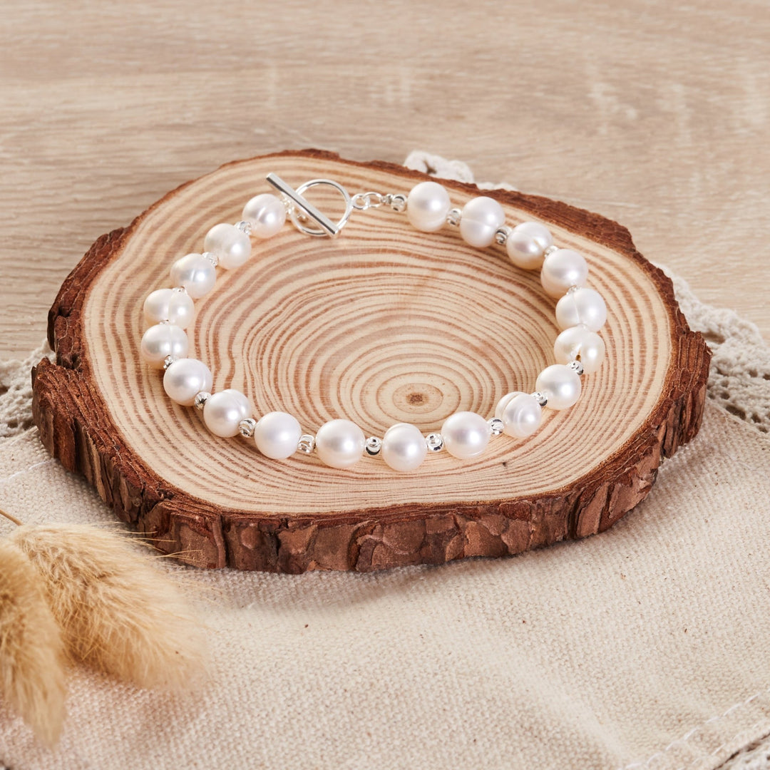 Freshwater Baroque Pearl T - Bar Bracelet - Philip Jones Jewellery