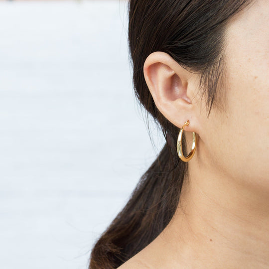 Gold Plated 25mm Hoop Earrings - Philip Jones Jewellery