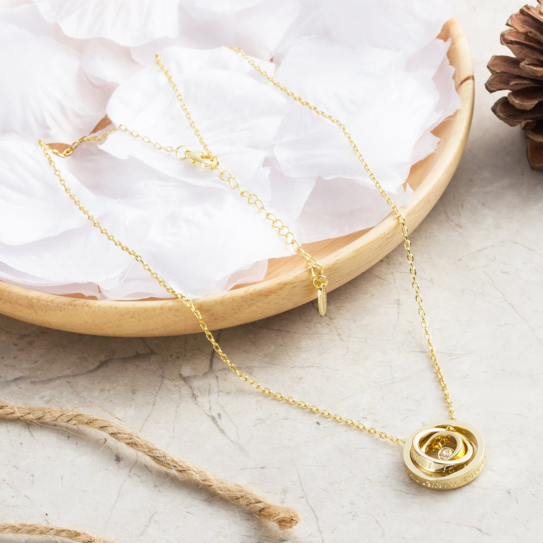 Gold Plated Always My Mother Quote Necklace Created with Zircondia® Crystals - Philip Jones Jewellery