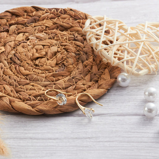 Gold Plated Atlas Earrings Created with Zircondia® Crystals - Philip Jones Jewellery